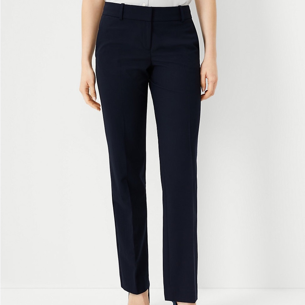 Ann Taylor Mid Rise The Straight Navy Blue Work Pants